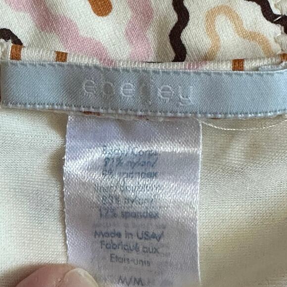 Eberjey Pastel Pink, Brown & Orange Chevron Zig-Zag Striped Beaded String Bikini - Picture 8 of 10